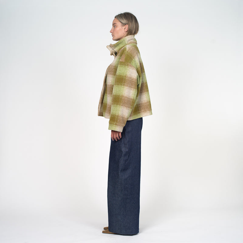 Manteau buttoned to the top - vert/beige