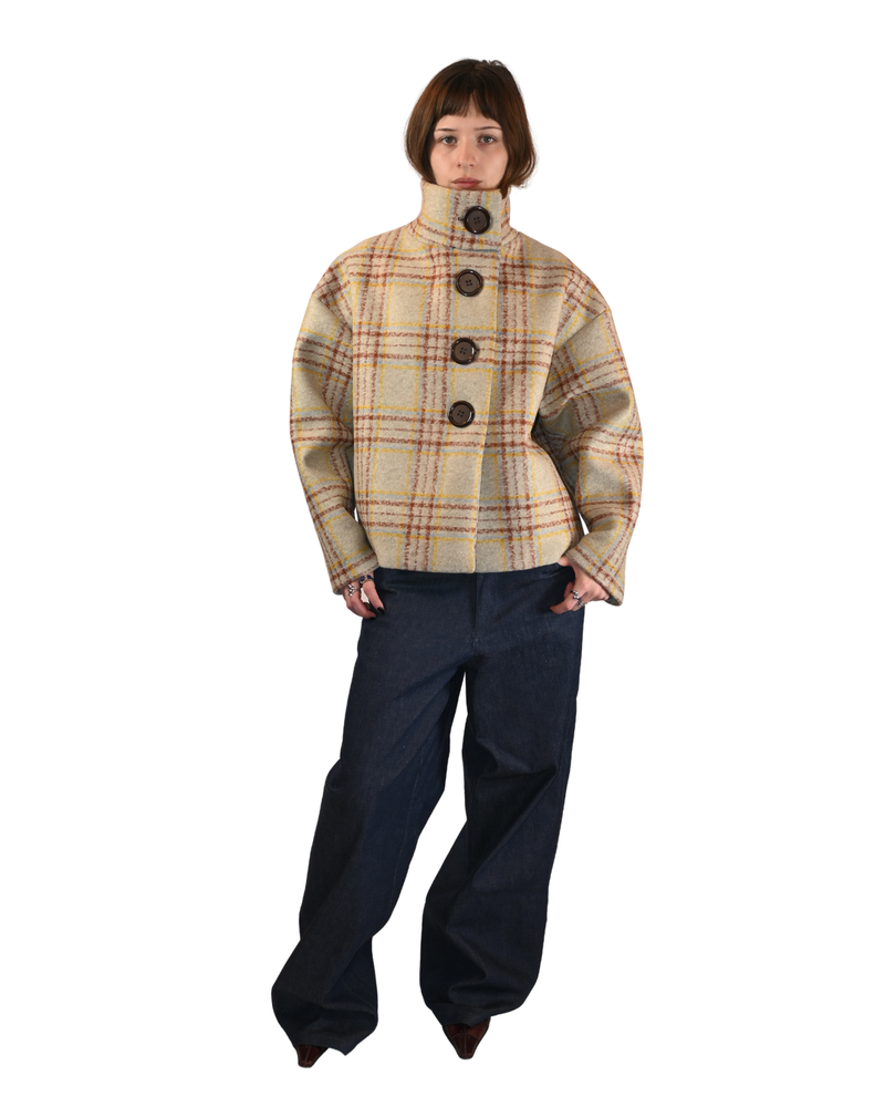 Manteau buttoned to the top - carreaux