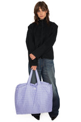 Sac voyage matelassé violet upcyclé - Made in Belgium