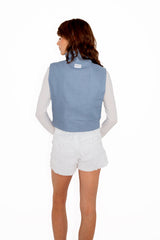 Veste sans manches ajustable en lin et coton upcyclé - Made in Belgium