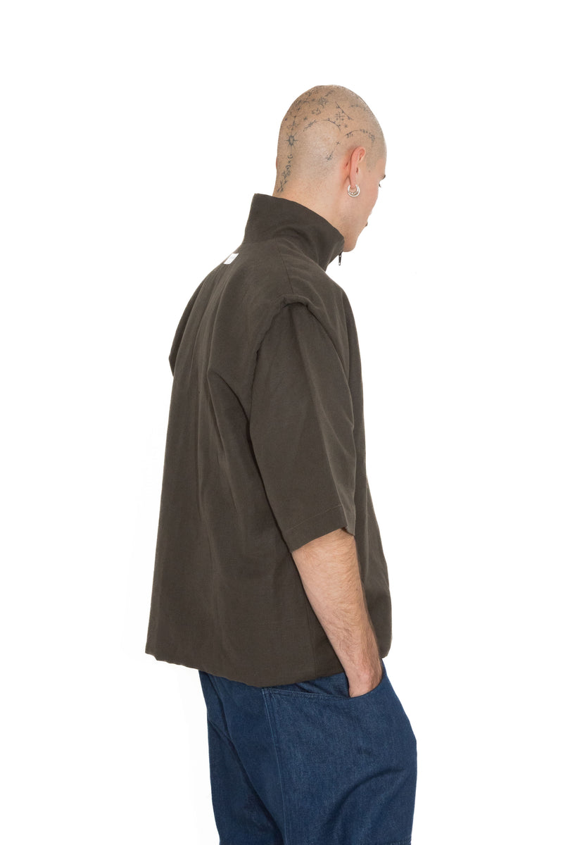 Veste unisexe en lin avec ou sans manches upcyclée - Made in Belgium