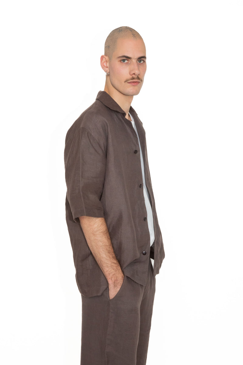 Ensemble chemise et pantalon en lin upcyclé homme - Made in Belgium