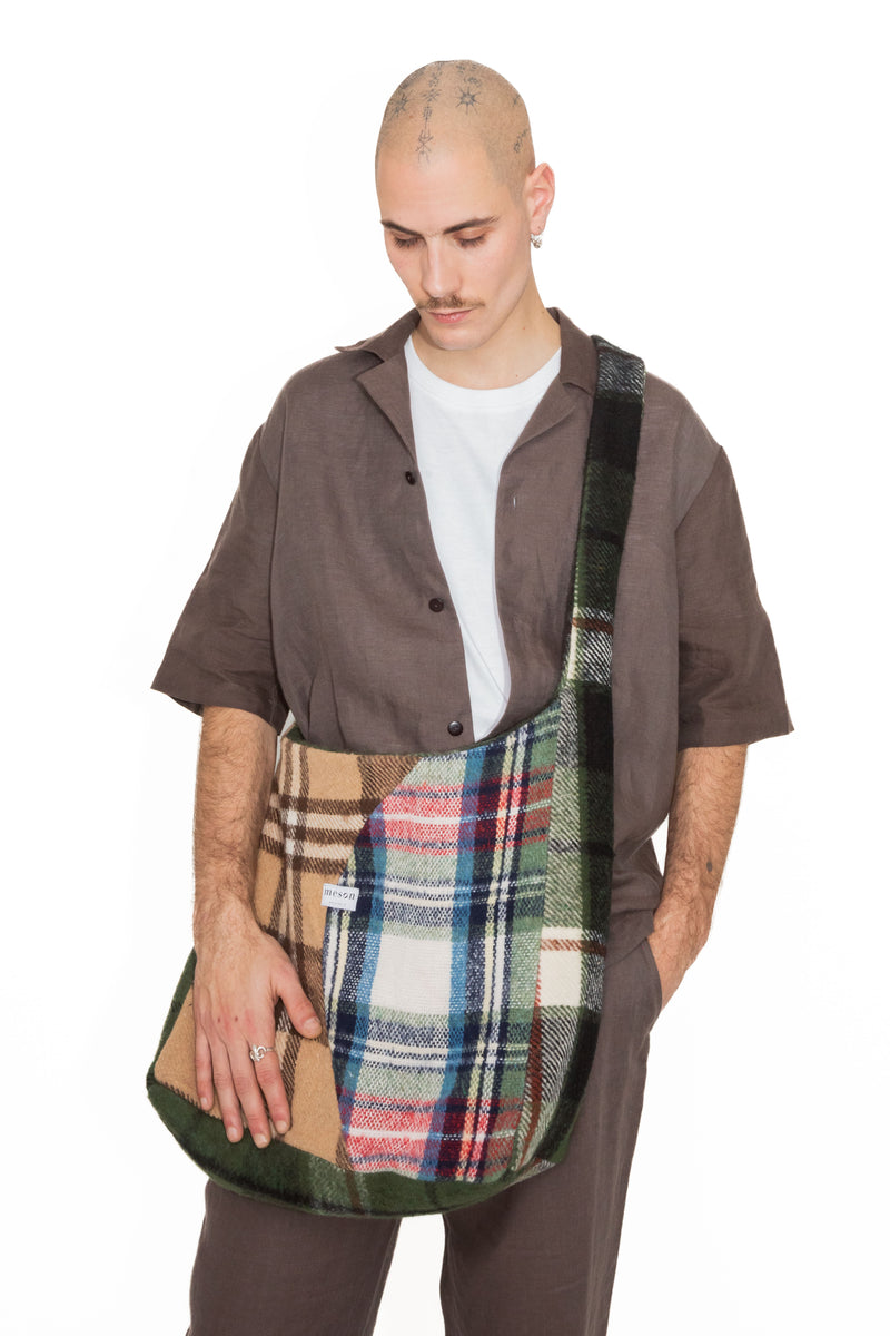 Grand sac à carreaux upcyclé - Made in Belgium