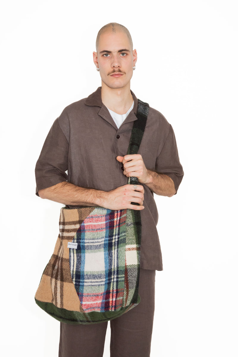 Grand sac à carreaux upcyclé - Made in Belgium