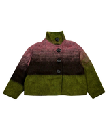 Manteau buttoned to the top - vert et rose
