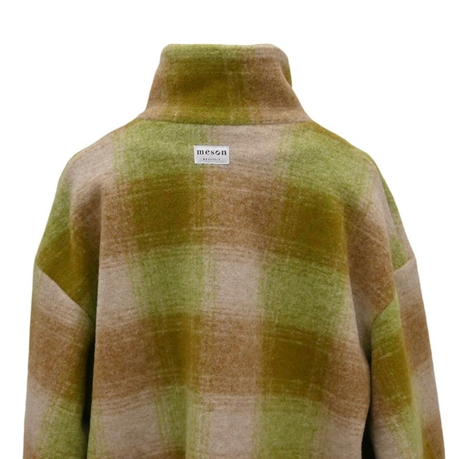 Manteau buttoned to the top - vert/beige