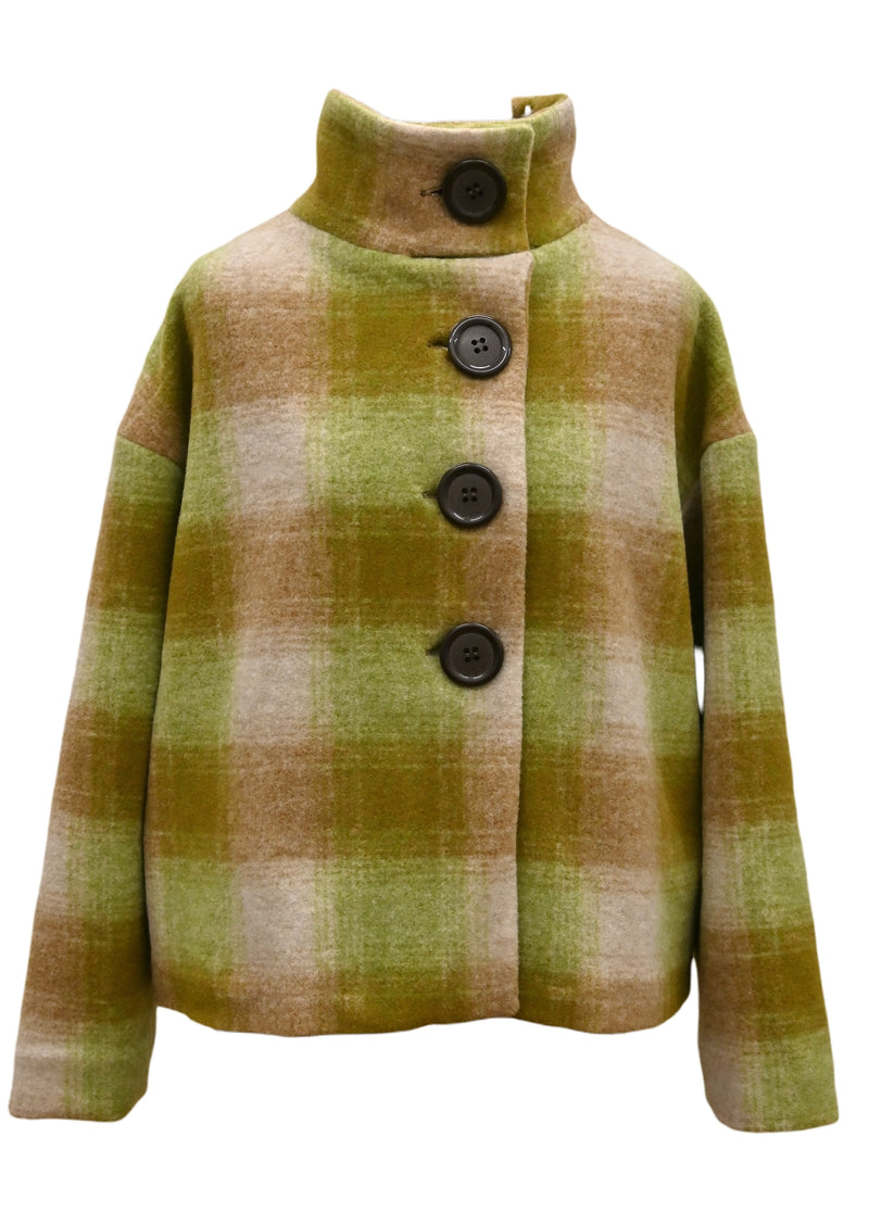 Manteau buttoned to the top - vert/beige