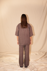 Ensemble chemise et pantalon en lin upcyclé femme - Made in Belgium