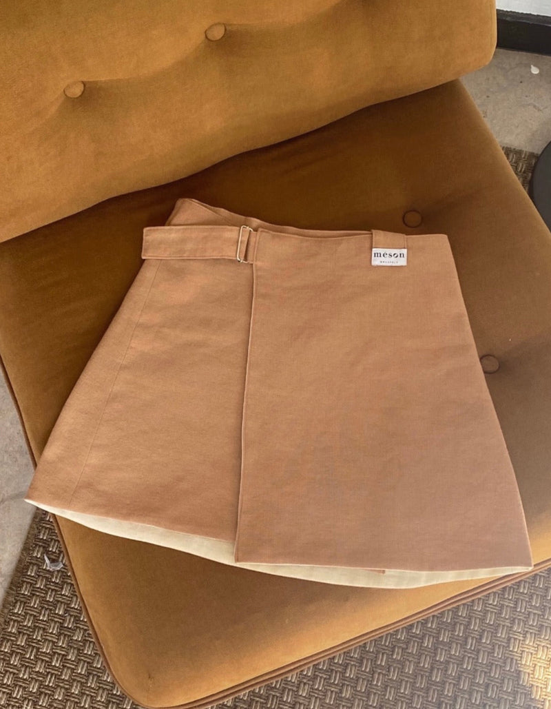 Jupe réversible en lin et coton upcyclés. Made in Belgium.