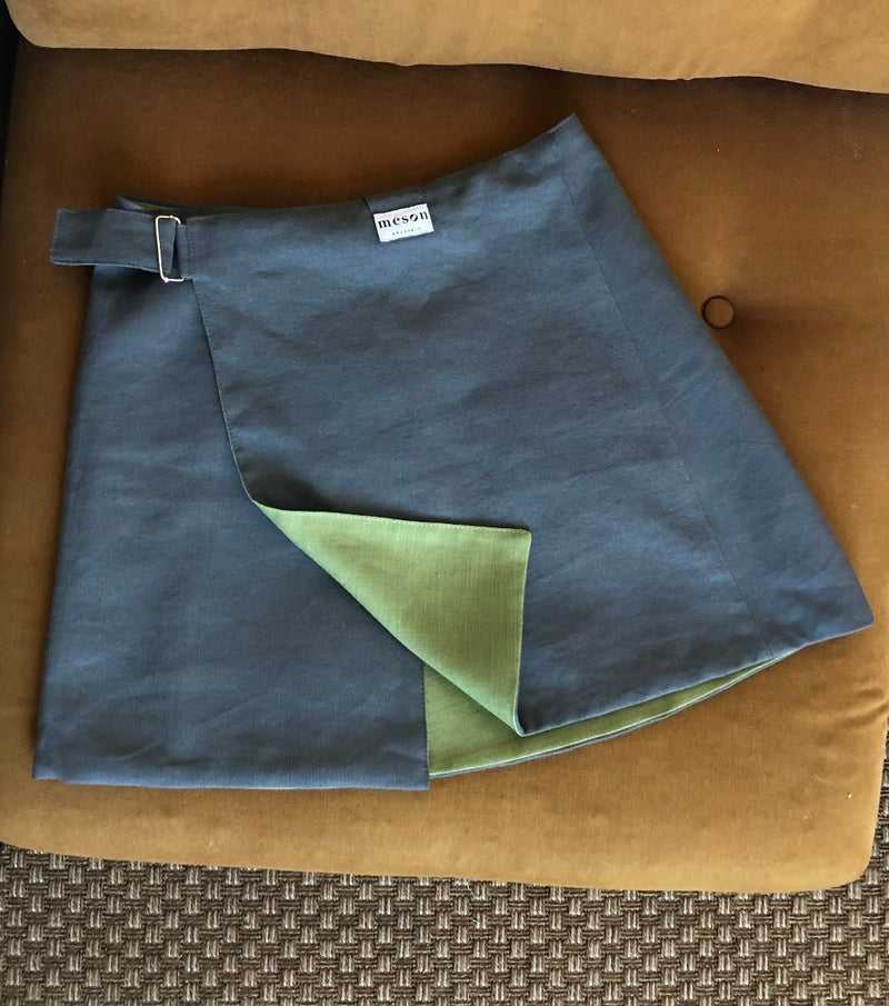 Jupe réversible lin et coton upcyclés - Made in Belgium