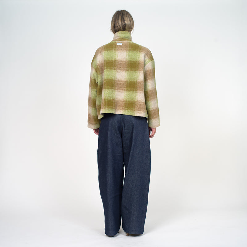 Manteau buttoned to the top - vert/beige