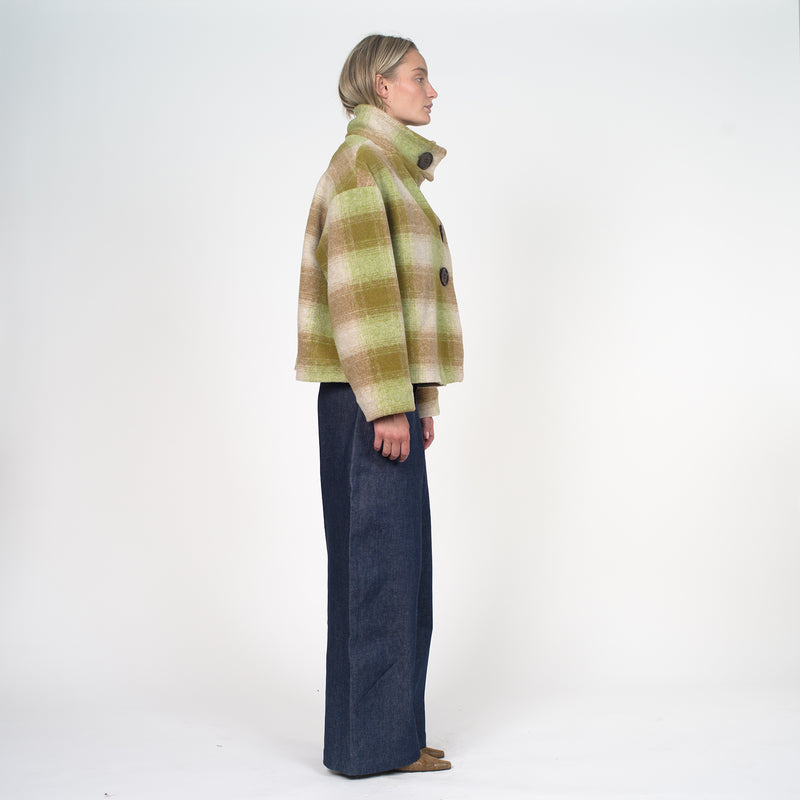 Manteau buttoned to the top - vert/beige