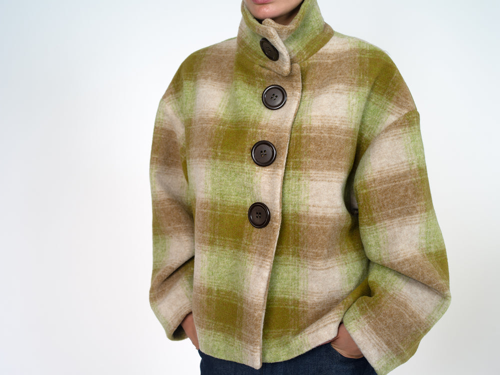 Manteau buttoned to the top - vert/beige