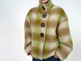 Manteau buttoned to the top - vert/beige