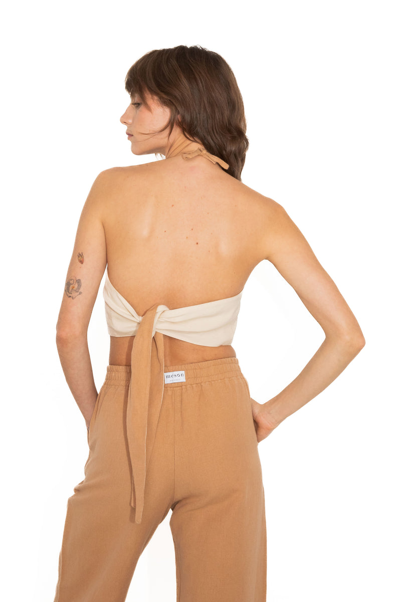 Top dos nu réversible en lin upcyclé - Made in Belgium