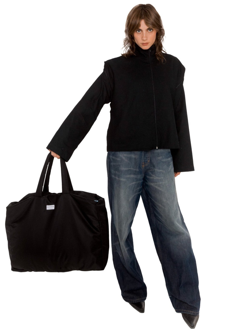 Grand sac imperméable upcyclé noir - Made in Belgium 