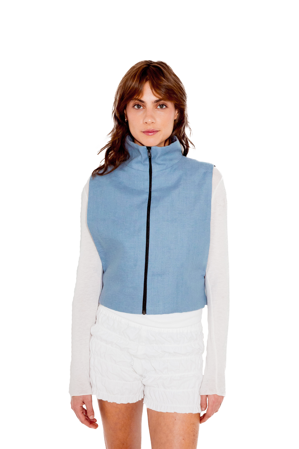 Veste sans manches ajustable en lin et coton upcyclé - Made in Belgium