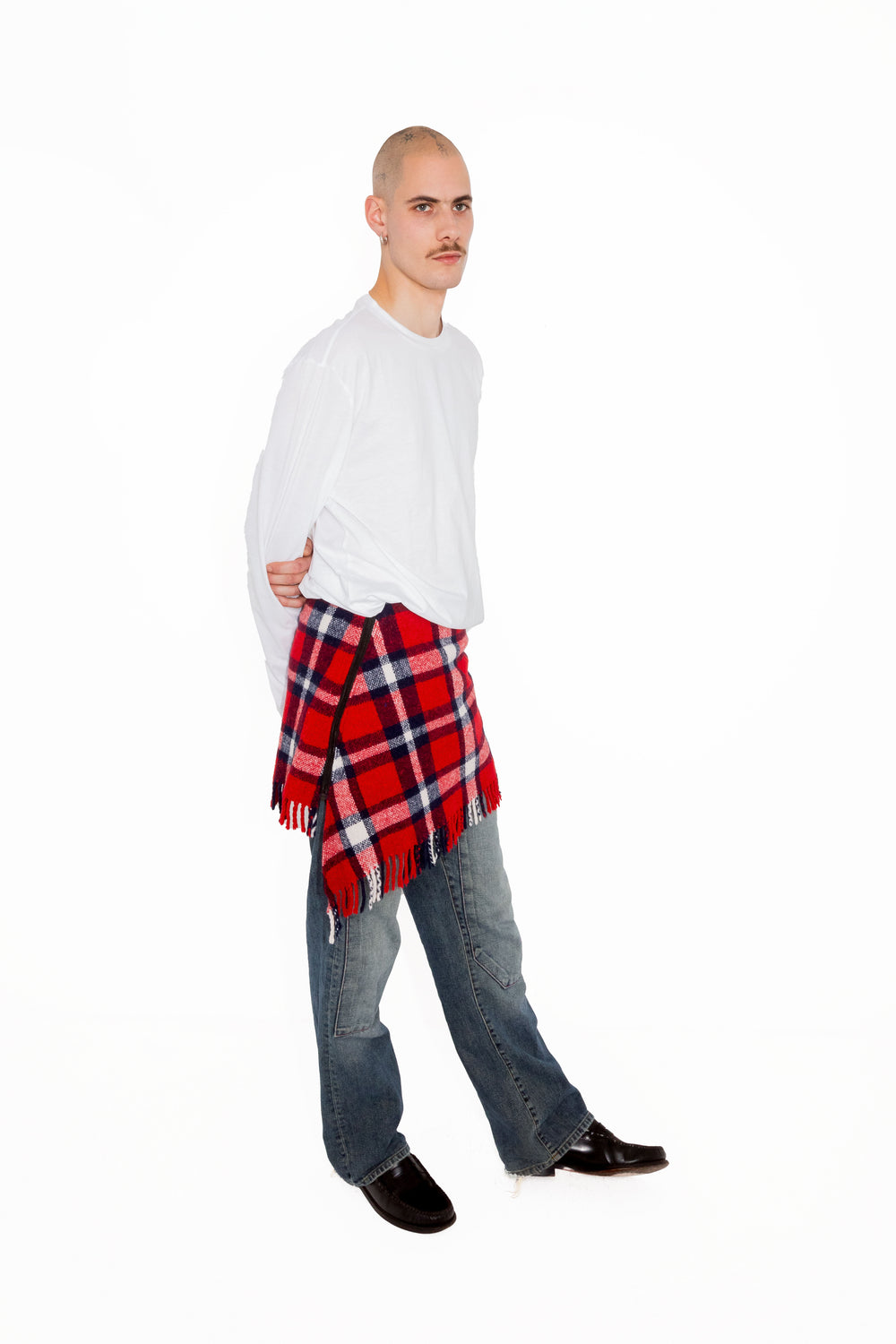 Jupe upcyclée à carreaux - Made in Belgium