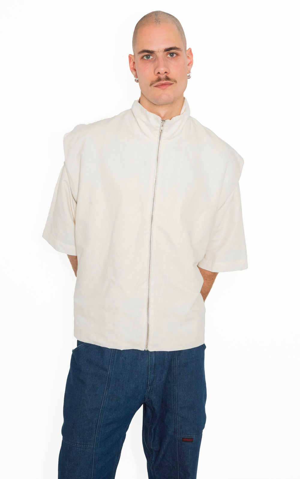 Veste unisexe en lin avec ou sans manches upcyclée - Made in Belgium