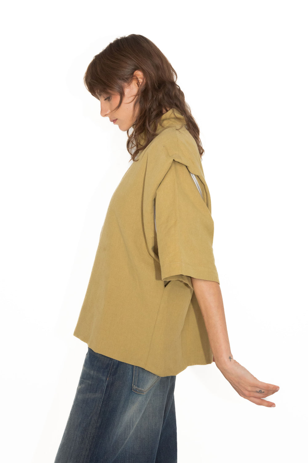 Veste unisexe en lin avec ou sans manches upcyclée - Made in Belgium