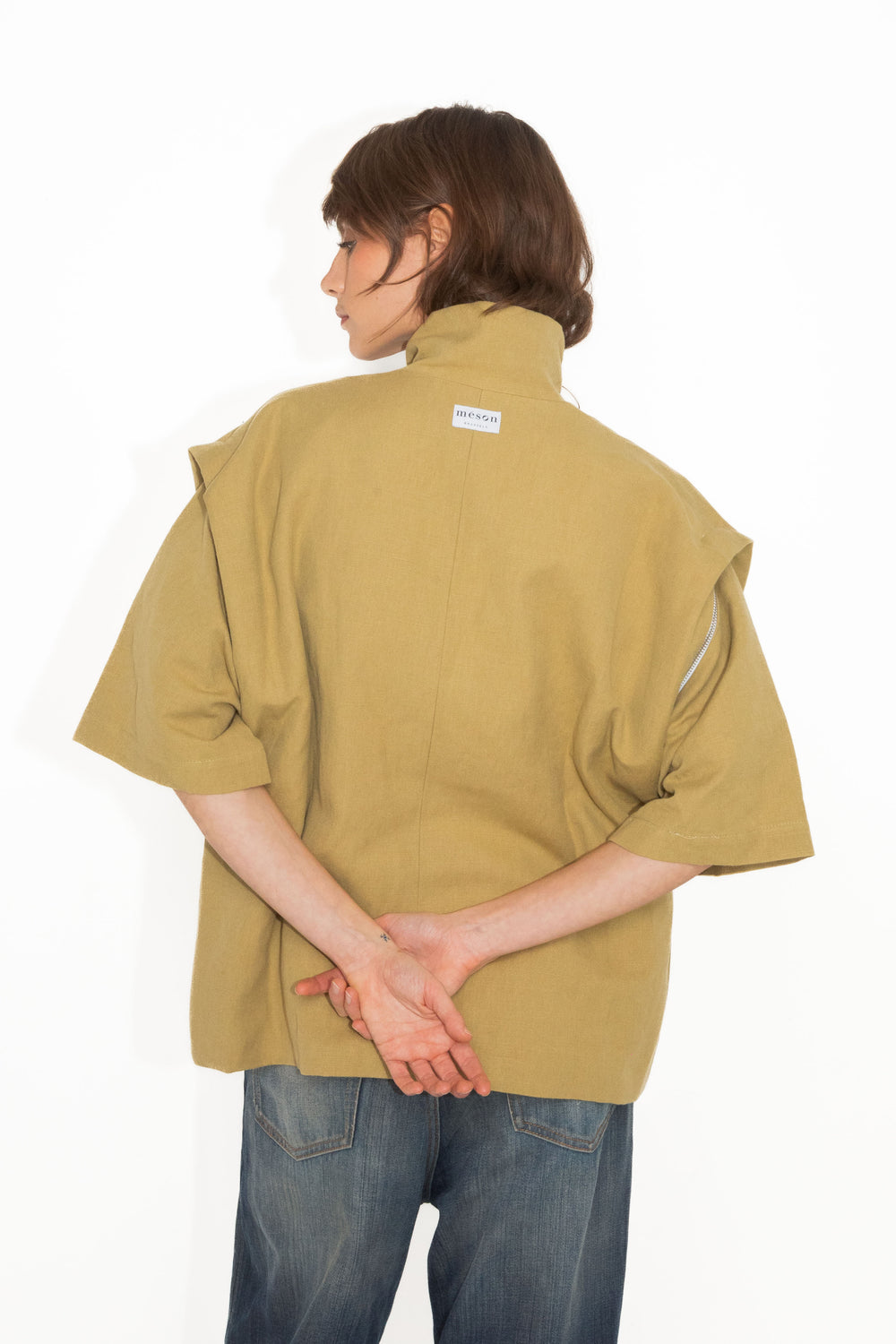 Veste unisexe en lin avec ou sans manches upcyclée - Made in Belgium