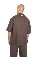Chemise manches courtes en lin upcyclé unisexe - Made in Belgium