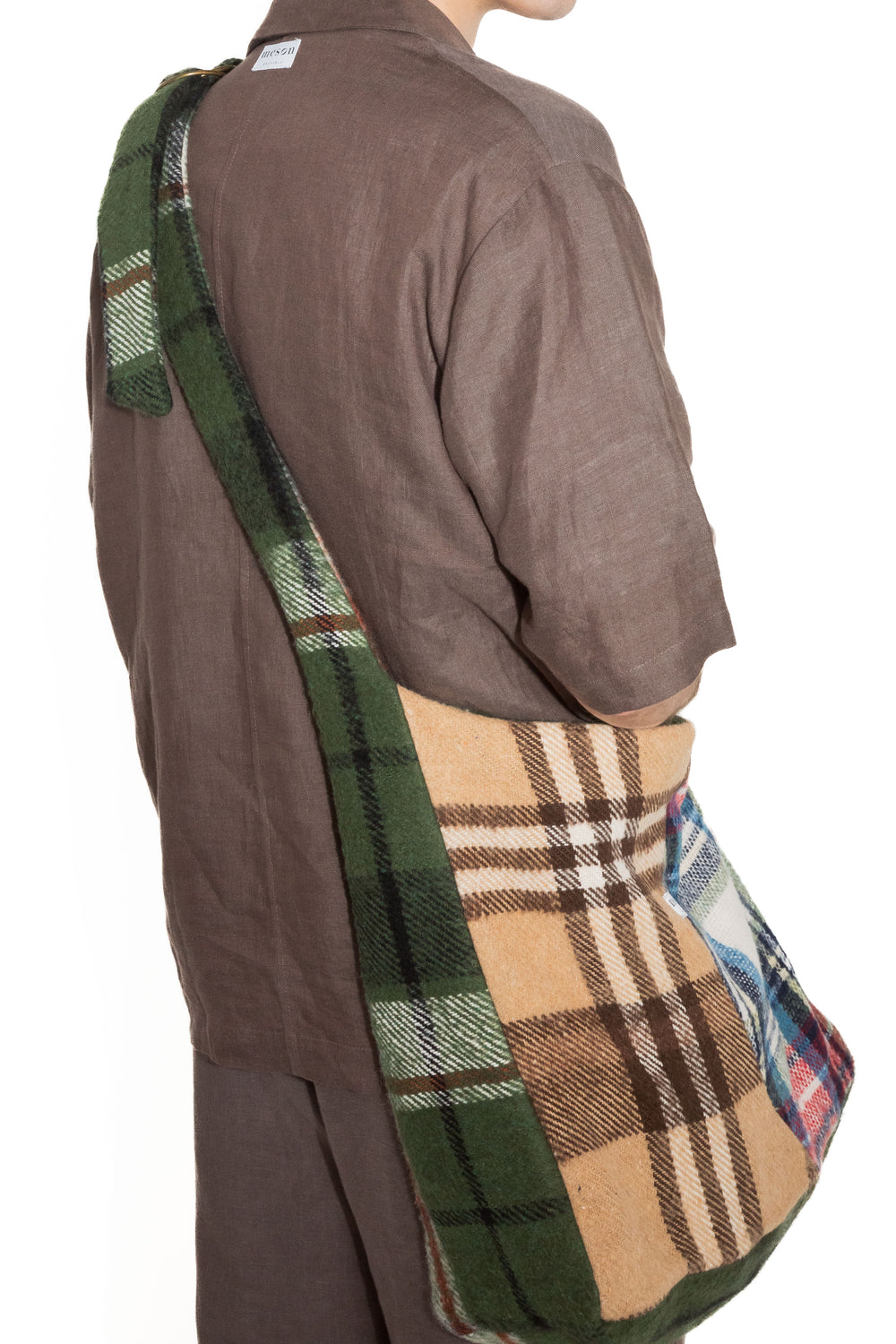 Grand sac à carreaux upcyclé - Made in Belgium