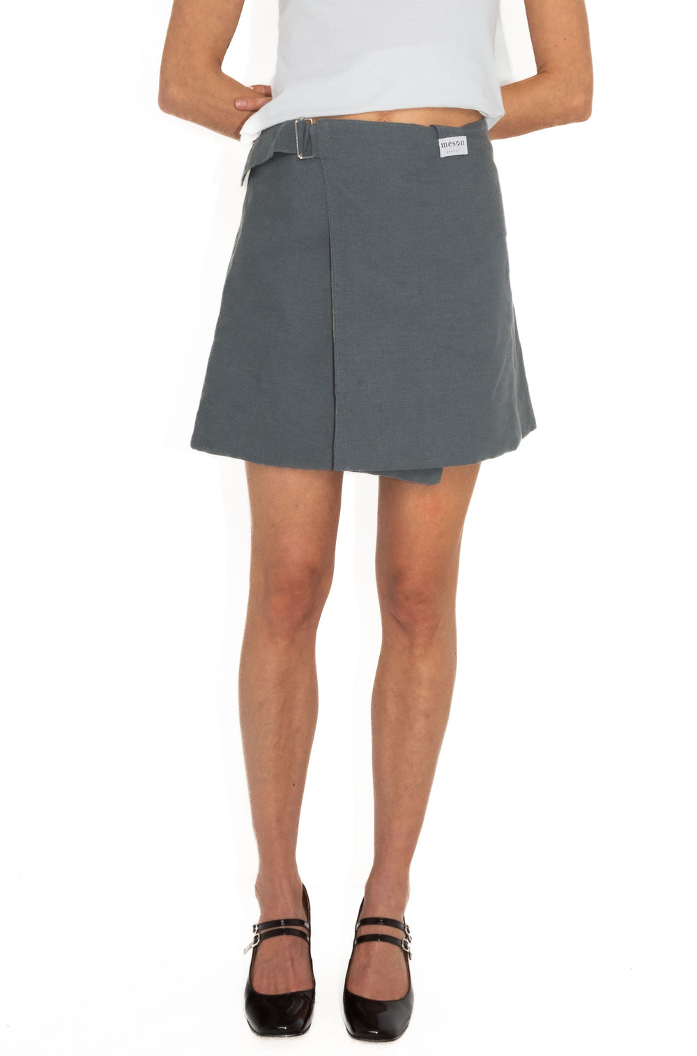 Jupe réversible en lin et coton upcyclés. Made in Belgium.