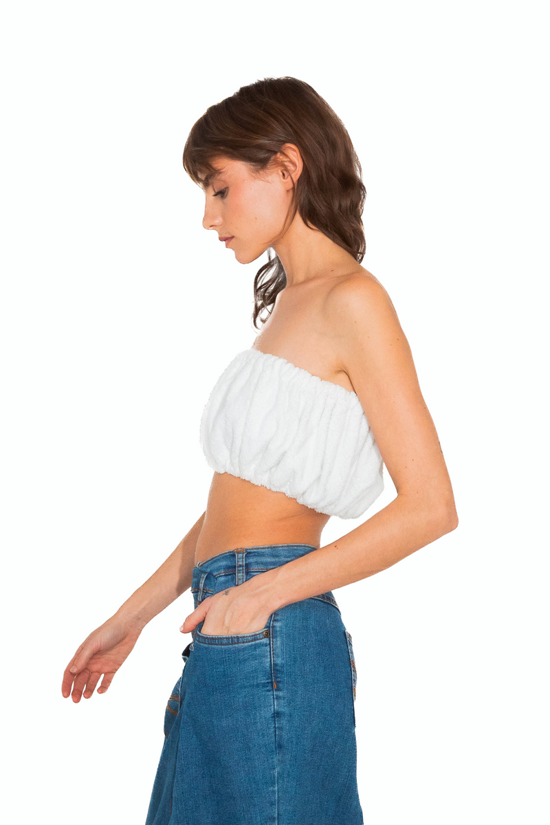 Top bandeau en essuie upcyclé - Made in Belgium