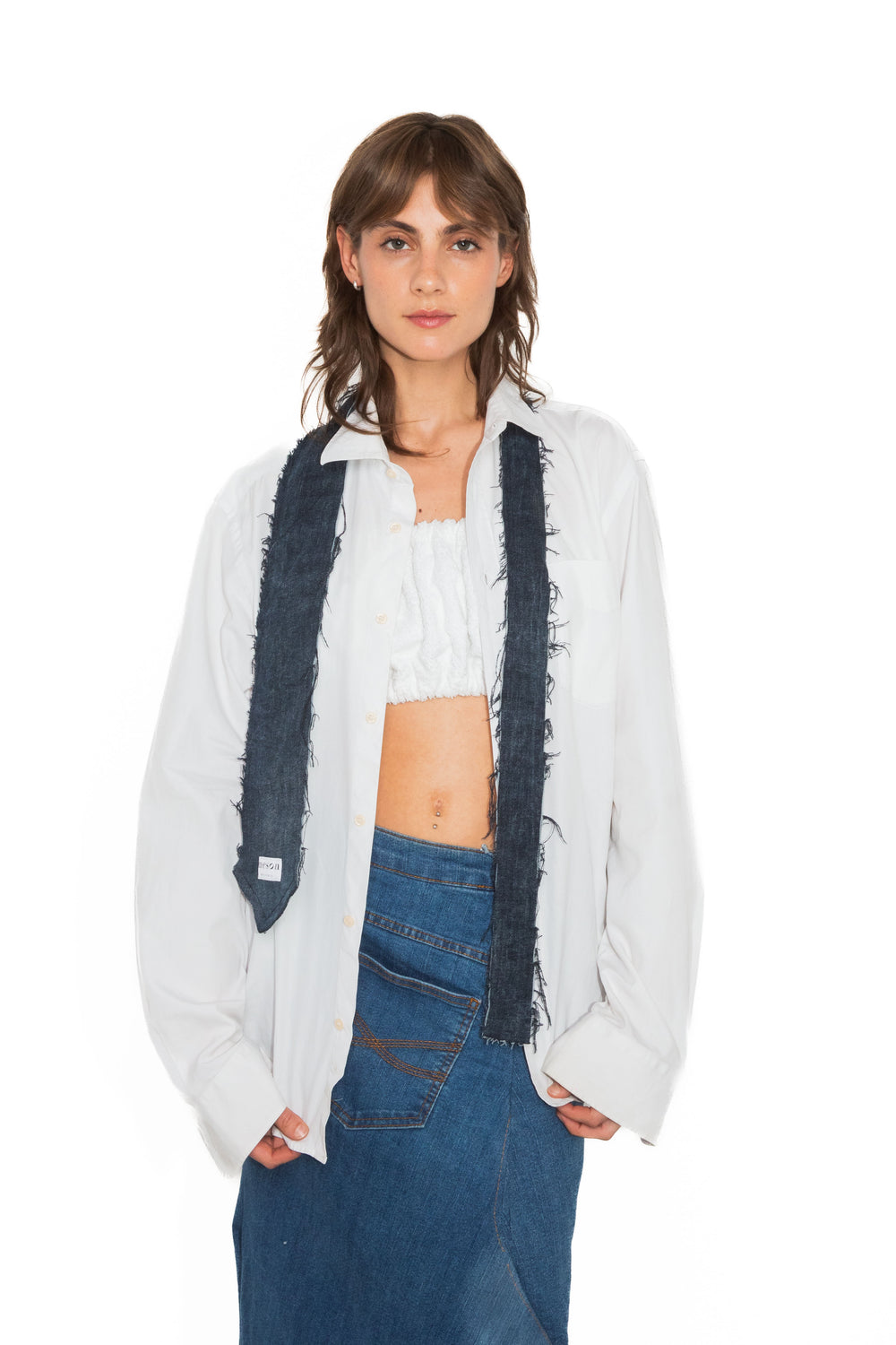 Cravate en jeans bleu upcyclé -Made in Belgium  Modifier le texte alternatif