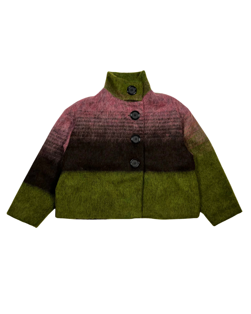 Manteau buttoned to the top - vert et rose