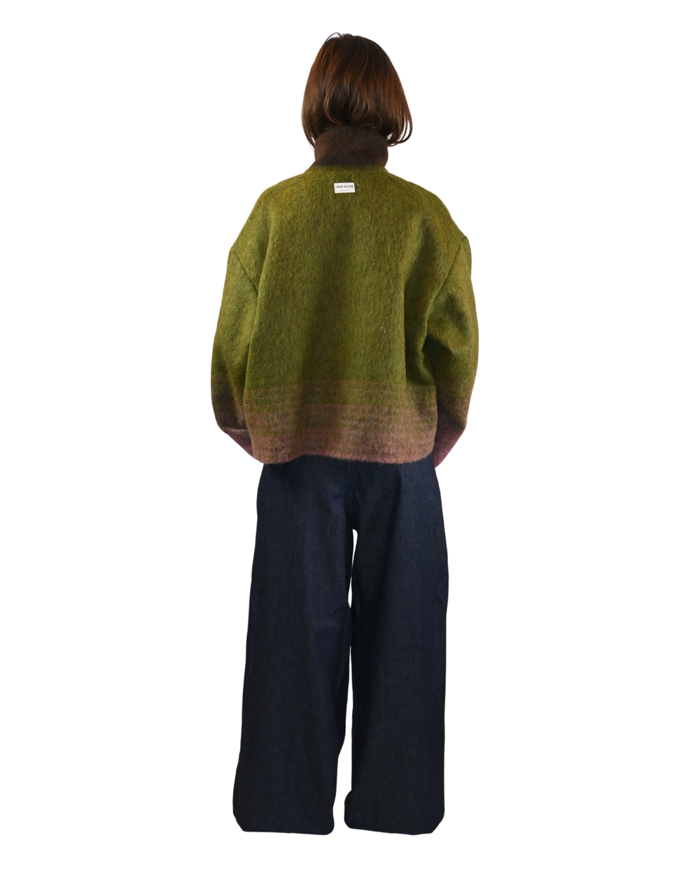 Manteau buttoned to the top - vert et rose