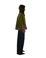 Manteau buttoned to the top - vert et rose