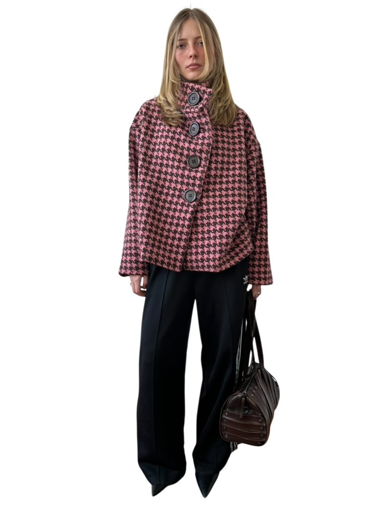 Manteau buttoned to the top - rose/brun