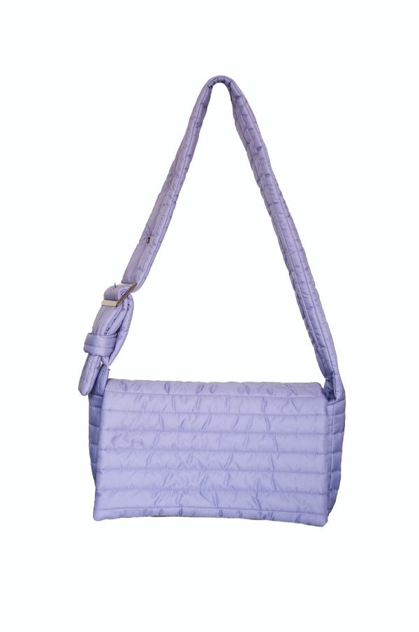 Sac en bandoulière violet matelassé upcyclé - Bandoulière réglable - Made in Belgium