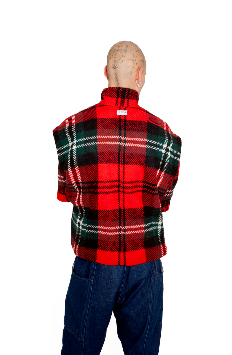 Veste avec ou sans manche en tartan upcyclé - Made in Belgium