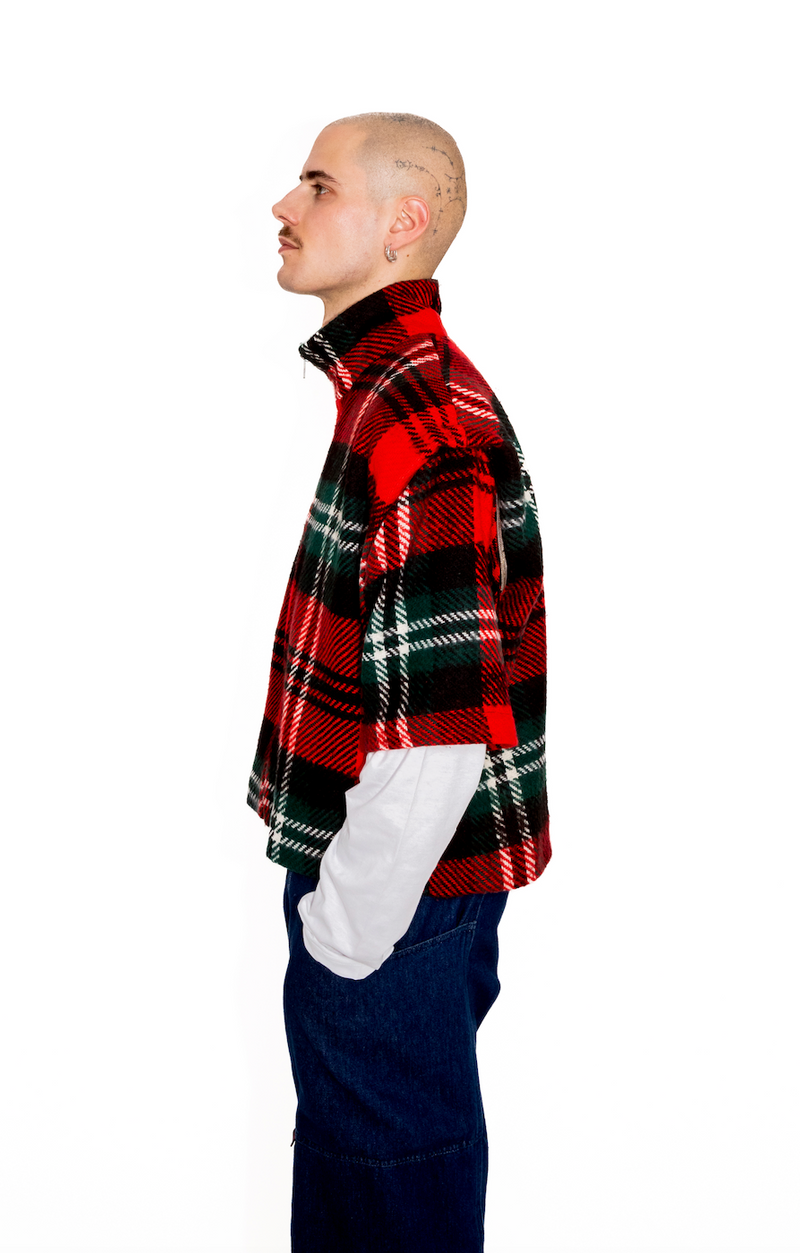 Veste avec ou sans manche en tartan upcyclé - Made in Belgium