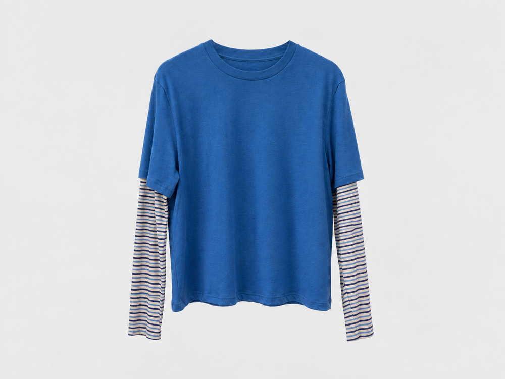 Le t-shirt deux-en-un - bleu