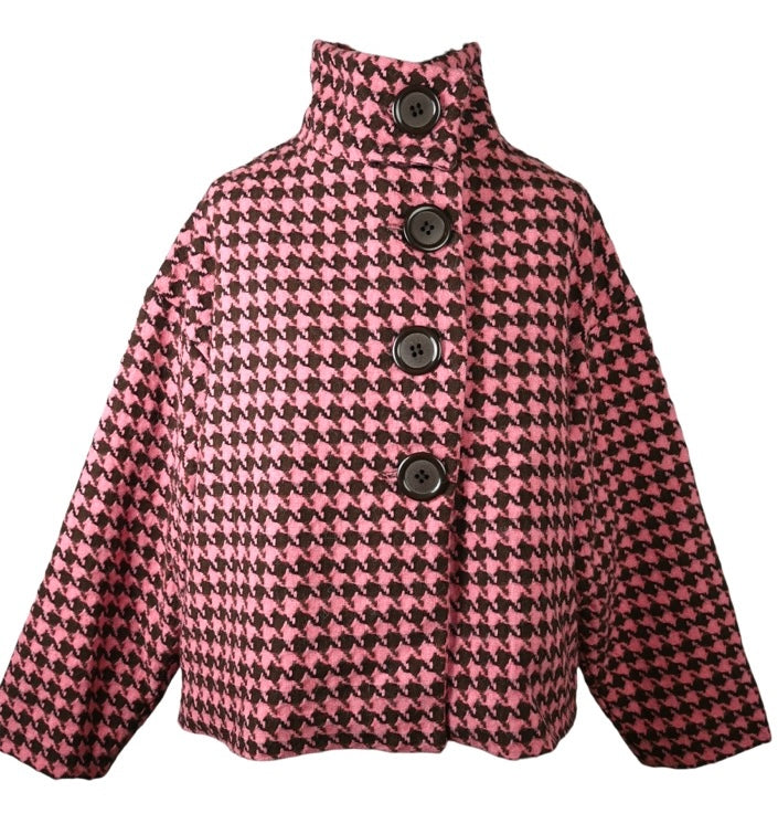 Manteau buttoned to the top - rose/brun