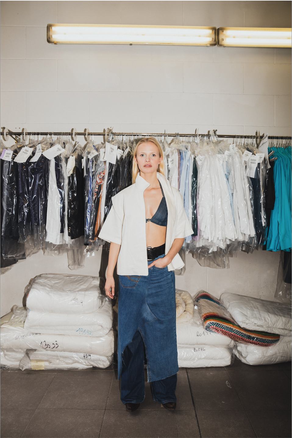 Veste unisexe en lin avec ou sans manches upcyclée - Made in Belgium