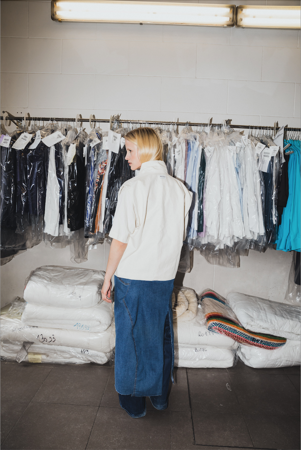 Veste unisexe en lin avec ou sans manches upcyclée - Made in Belgium