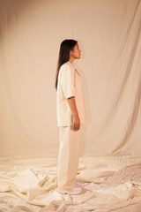 Ensemble chemise et pantalon en lin upcyclé femme - Made in Belgium