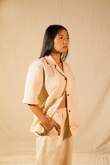 Ensemble chemise et pantalon en lin upcyclé femme - Made in Belgium
