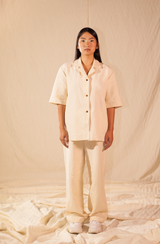 Ensemble chemise et pantalon en lin upcyclé femme - Made in Belgium