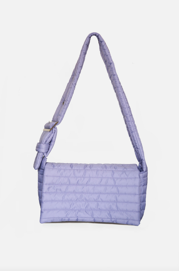 Sac en bandoulière violet matelassé upcyclé  - Bandoulière réglable - Made in Belgium
