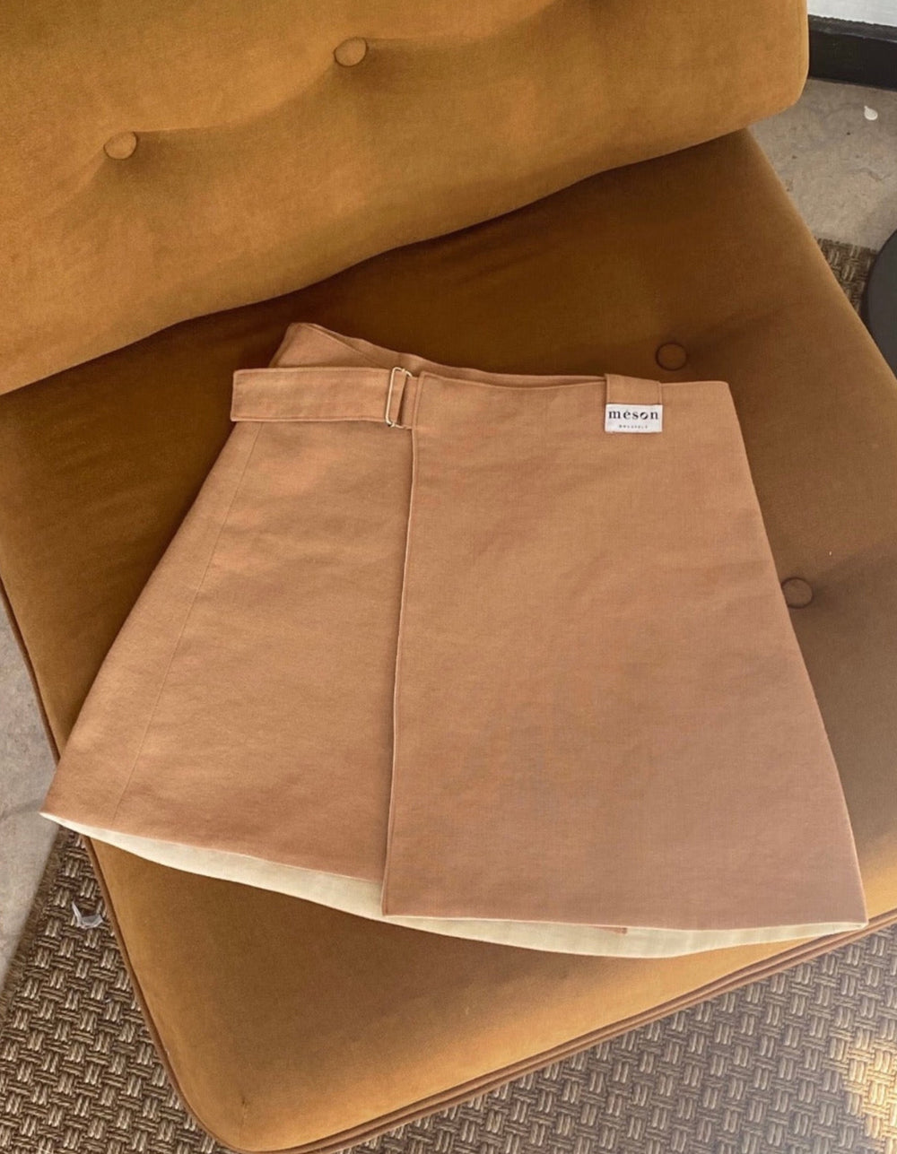 Jupe réversible en lin et coton upcyclés. Made in Belgium. 